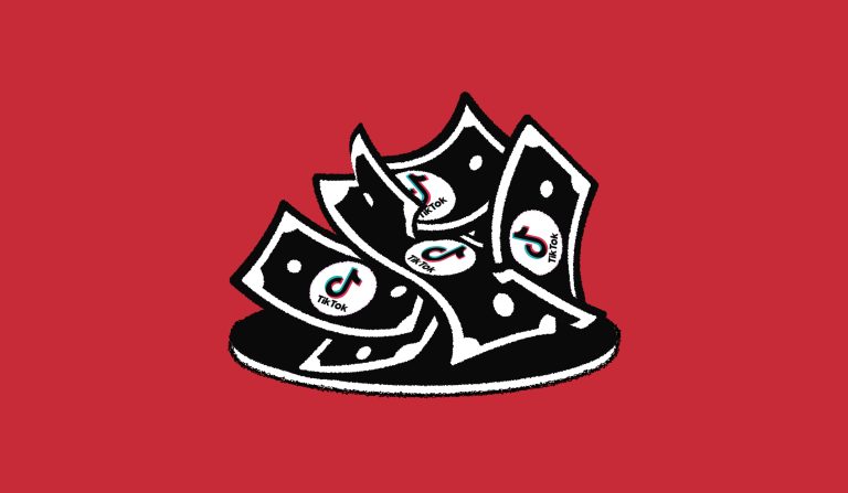 The lead image shows an illustration of money with the TikTok logo in the center.