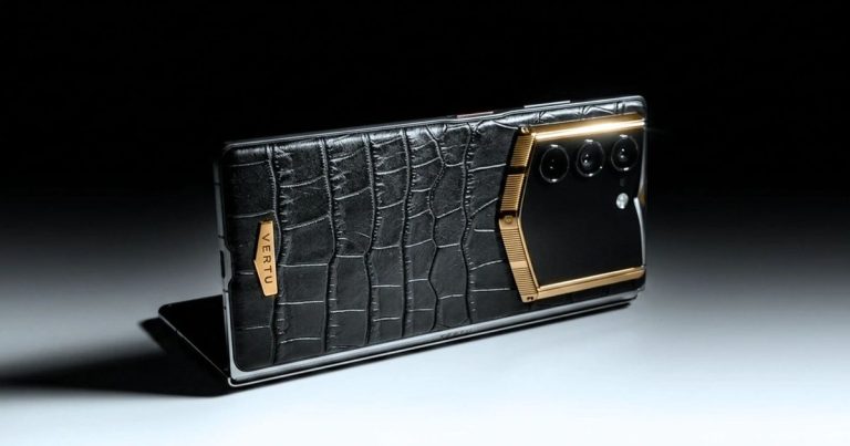 Vertu’s new foldable phone serves alligator skin, solid gold, and a fittingly outrageous price tag