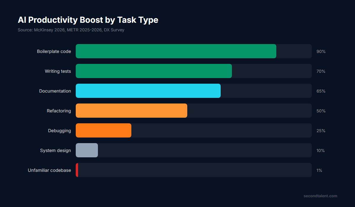 AI productivity impact by task type chart
