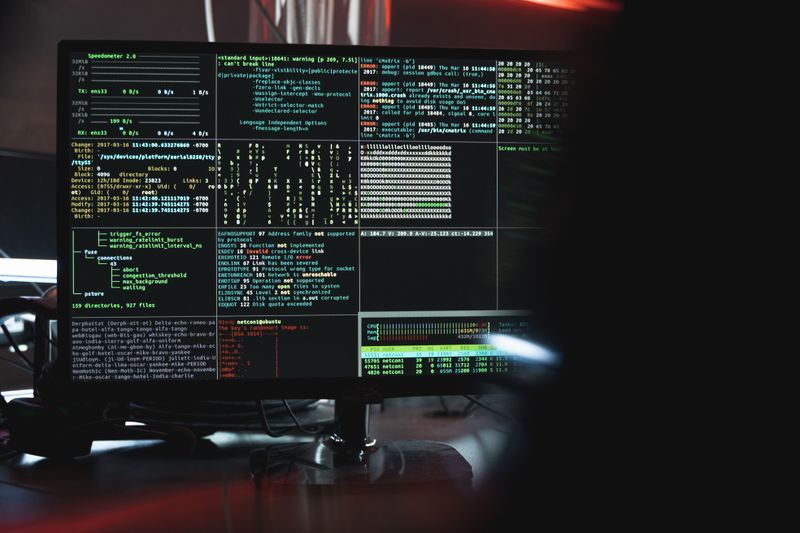 Cybersecurity hacking concept with code on screen