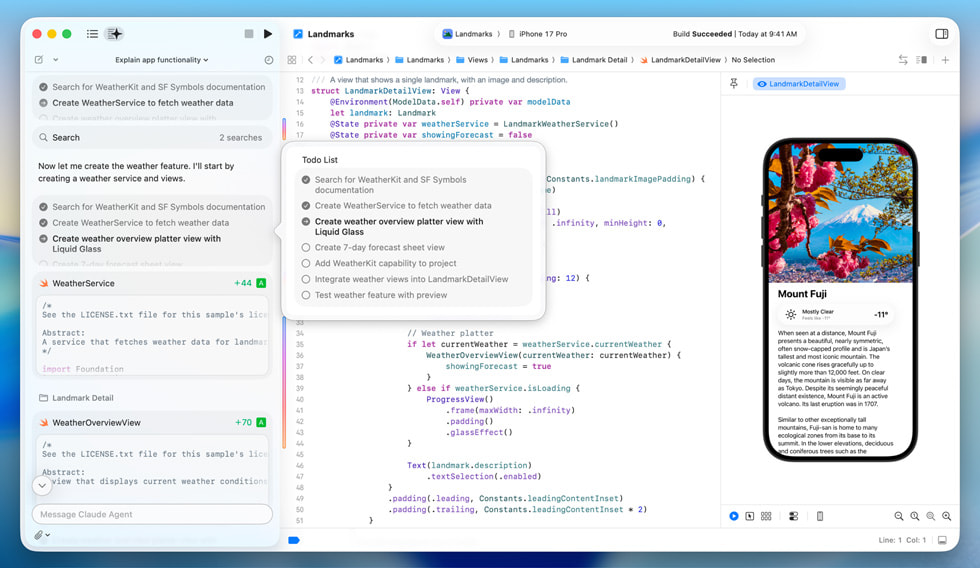 Xcode 26.3 agentic coding with Anthropic Claude Agent
