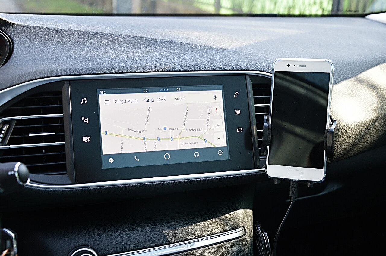 Android Auto running on a car dashboard
