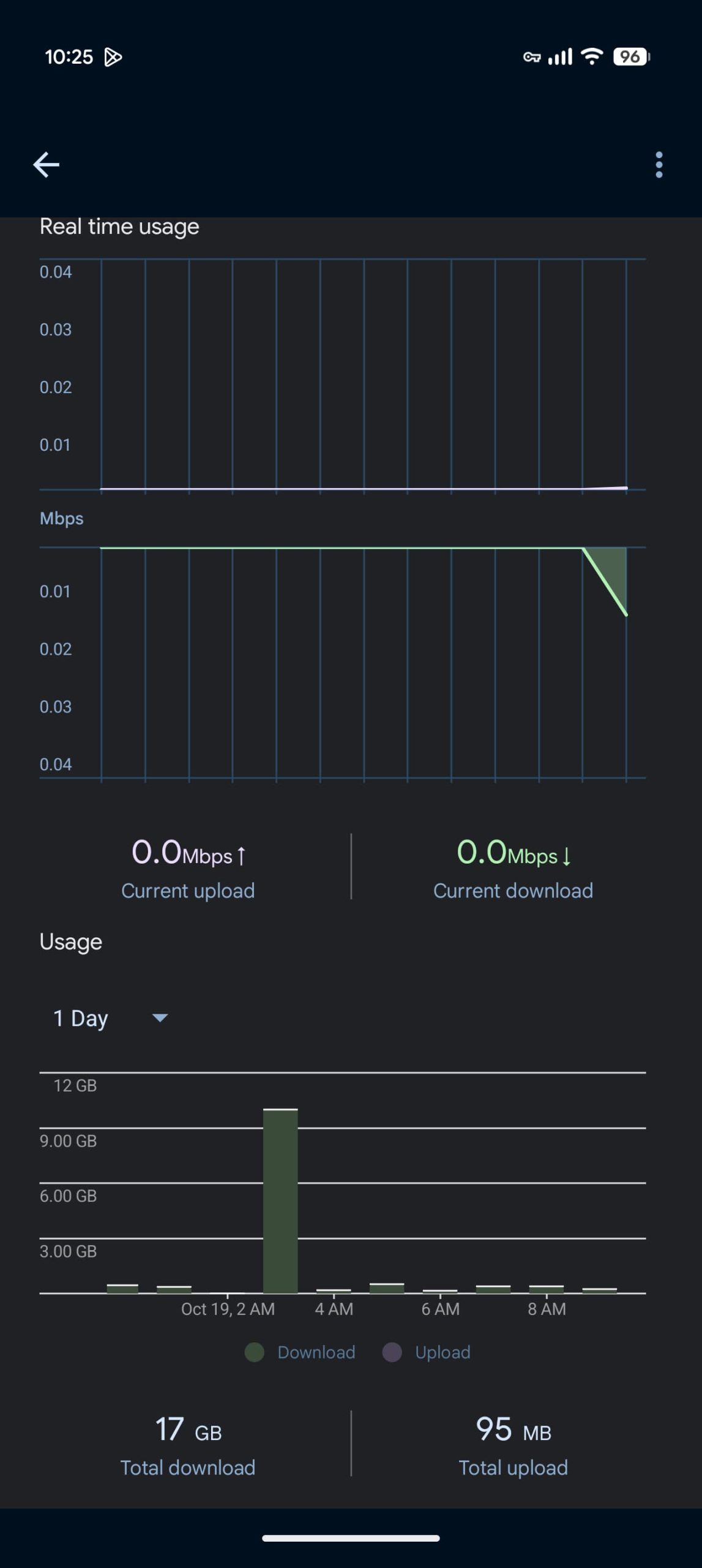Google Home Speaker data usage graph showing gigabytes of background downloads
