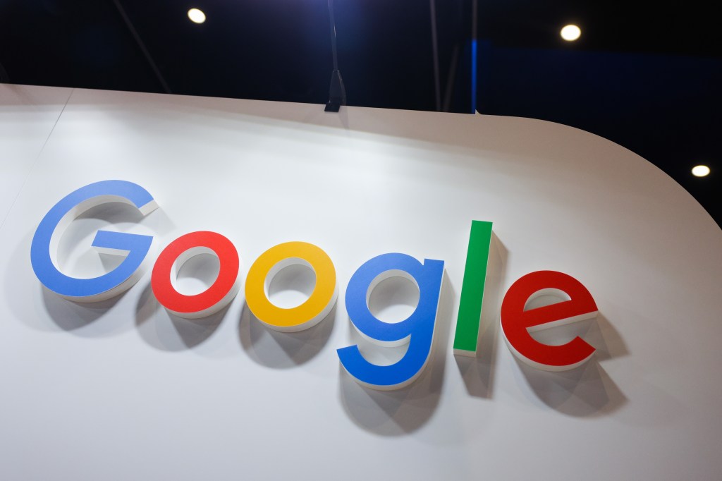 Google logo at a conference stand