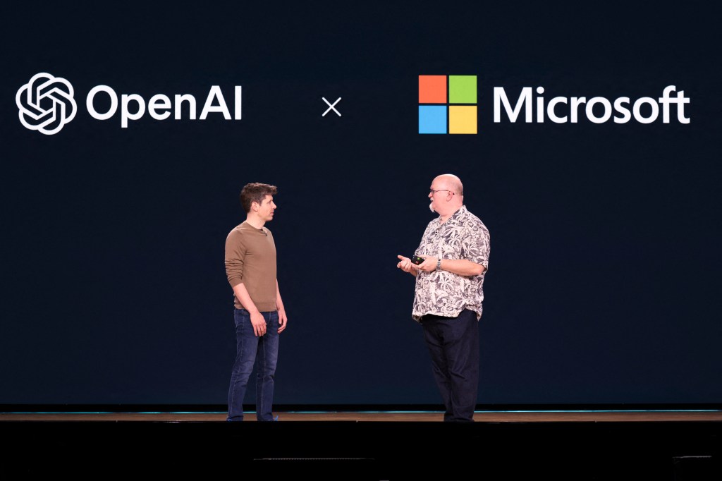 OpenAI CEO Sam Altman with Microsoft CTO Kevin Scott