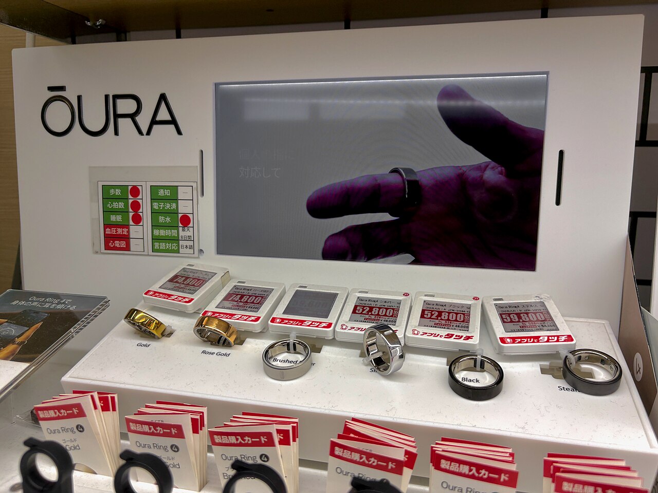 Oura smart ring with its sensor array visible